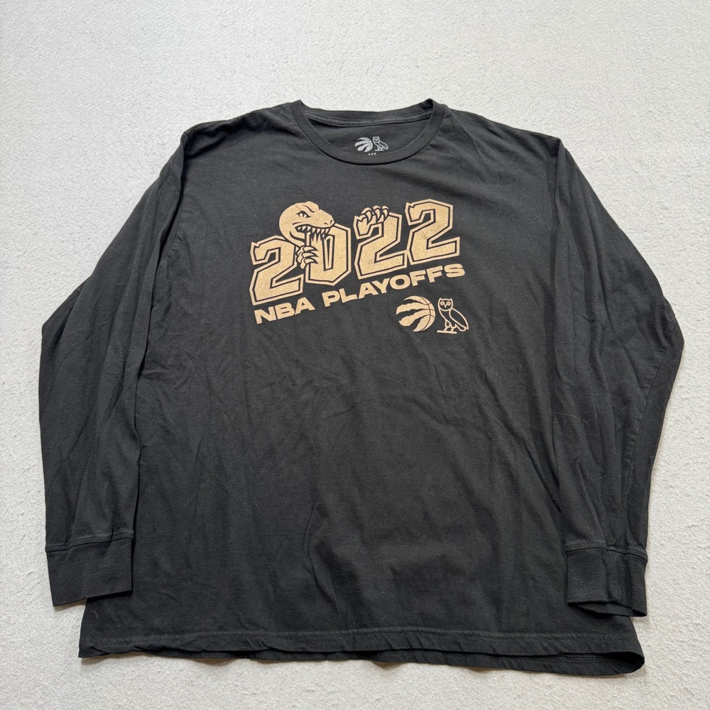 OVO x Toronto Raptors T-Shirt Men's XL Black 2022 NBA Playoffs Fan Long Sleeve